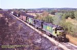 MKT 208-Conrail 8153-MKT 317, is northbound after a brush fire at Savanna, Oklahoma. August 24, 1980. 